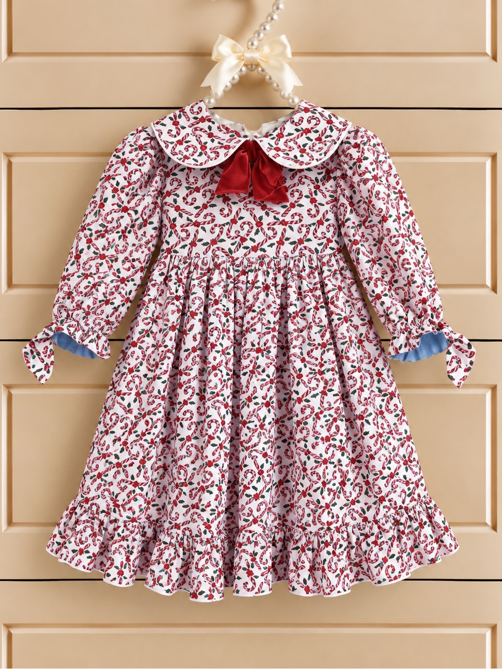 SPECIAL Luxury Christmas Heirloom Ruffle Frill Dress Full Skirt Peter Pan Collar